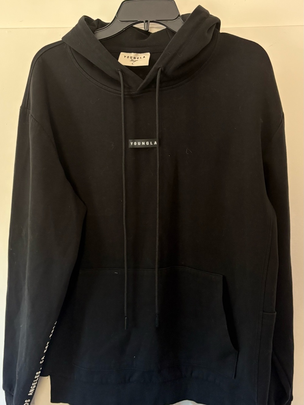 YoungLA Black Pullover Hoodie with Subtle Logo